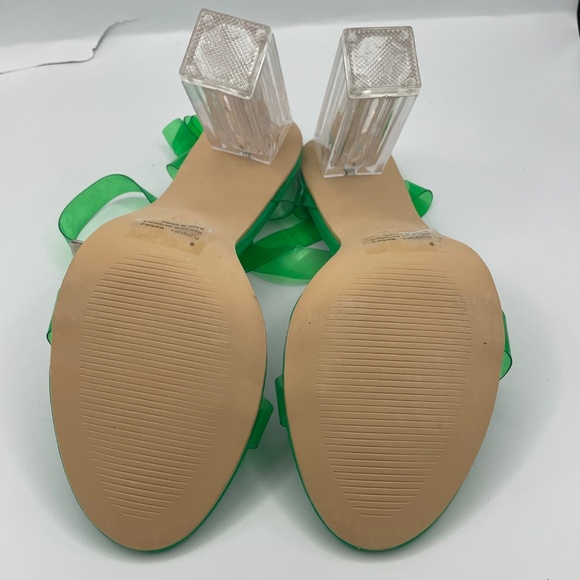 CAPE ROBBIN Maria-2 green transparent peep toe clear block heel sandals - Picture 10 of 12